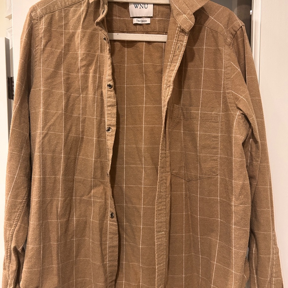 Women’s Camel Checkered Shirt - WNU Size US 8.
